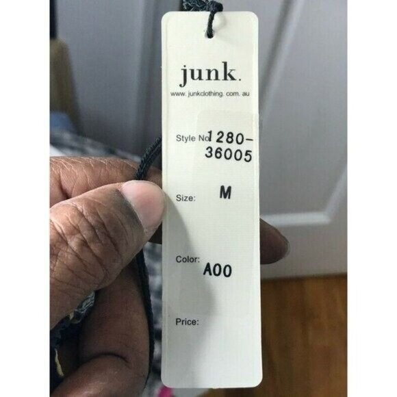 Junk Hippie Womens Midi A Line Black Green Bird Foliage Floral Cutout Dress SZ M - Picture 6 of 9